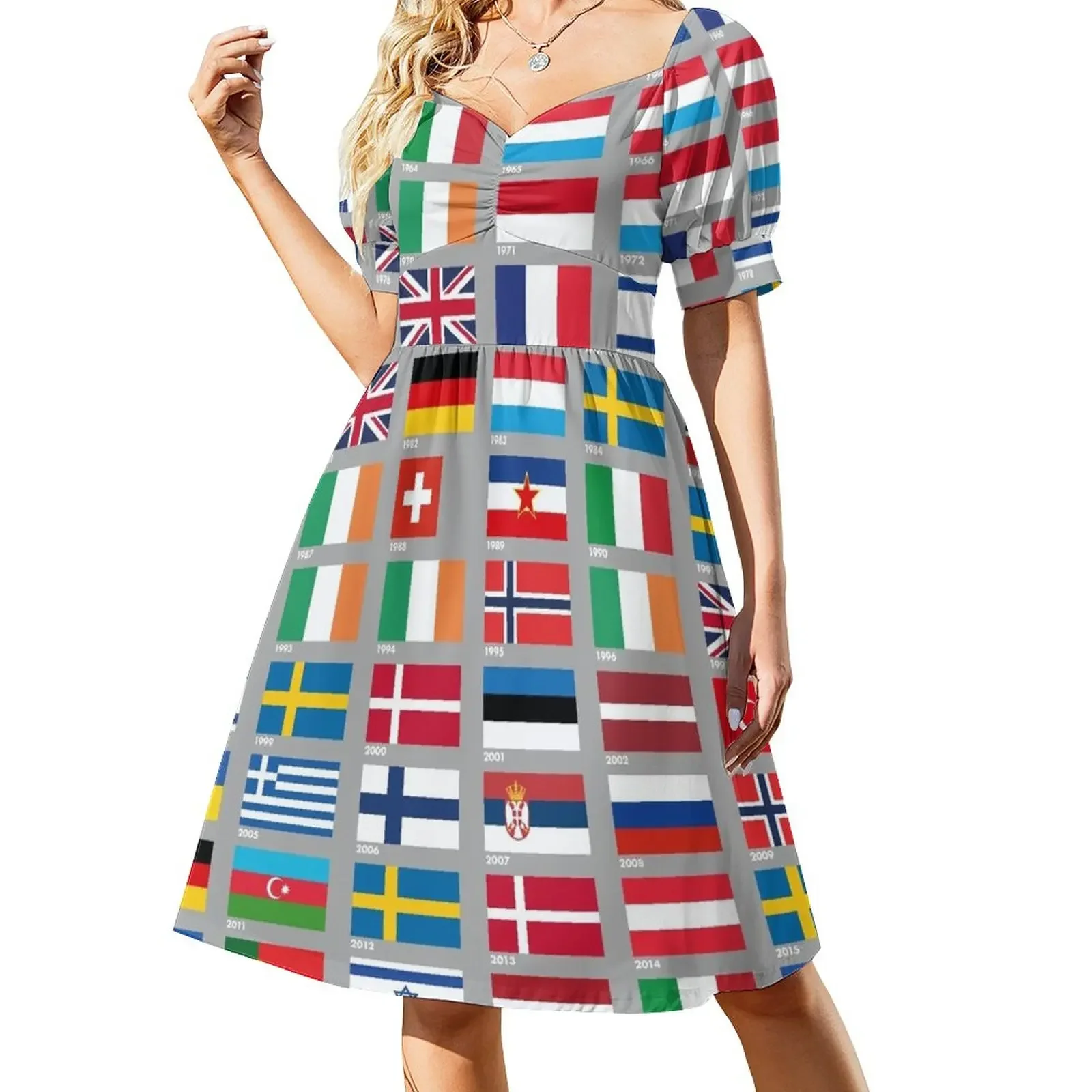 

Every Eurovision Song Contest Winner's Flag Short-Sleeved Dress clothes evening dress women elegant dress