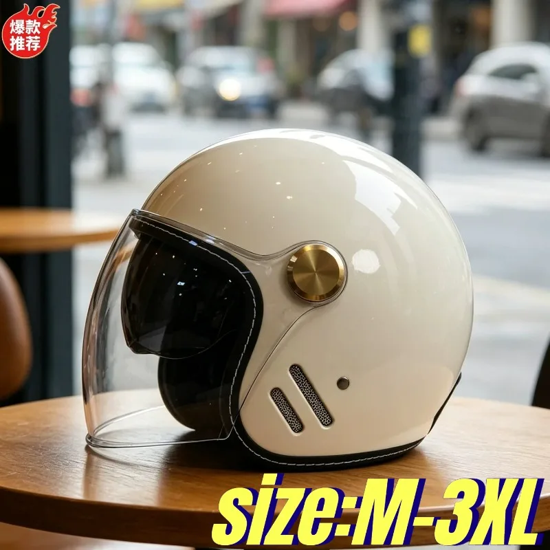 Retro Motorcycle Helmet Electric Car Helmet Three-quarter Helmet Large Head Circumference Universal in All Seasons