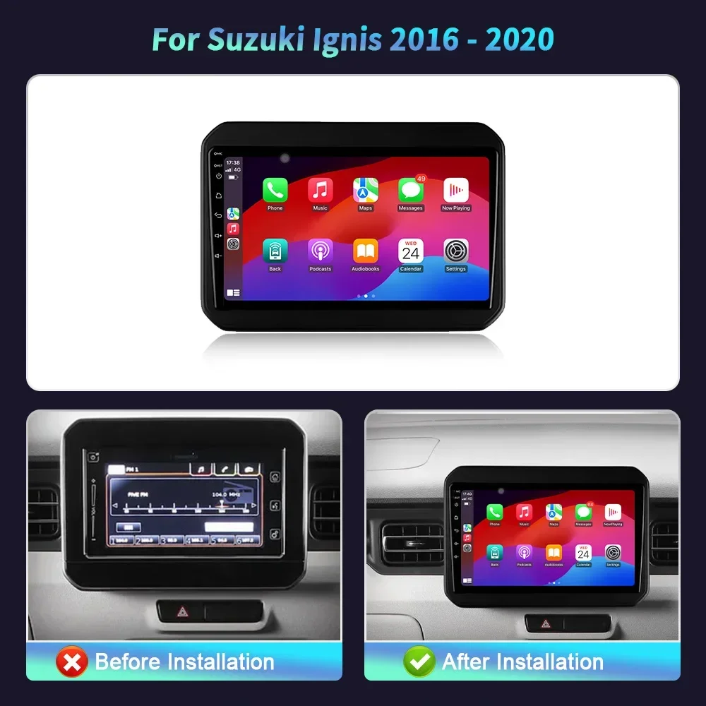 For Suzuki Ignis 2016 - 2020  Car Radio Android 14 Multimedia Navigation Wireless Carplay Stereo Head Unit Screen