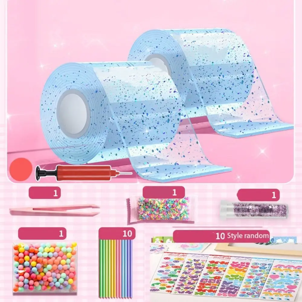 Boys Girls Double-Sided Blowing Bubble Full Set Reusable Handicraft Nano Tape Toys Transparent PET Nano Tape Crafts Kids Toy