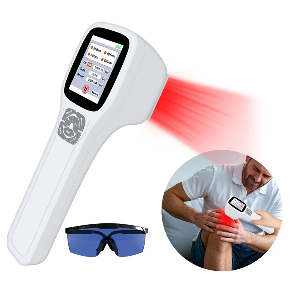 

2500mW 25 Diodes Touchscreen Cold Laser Therapy NIR Light Device for Human Pet Pain Relief Wound Healing 980nm+905nm+808nm+650nm