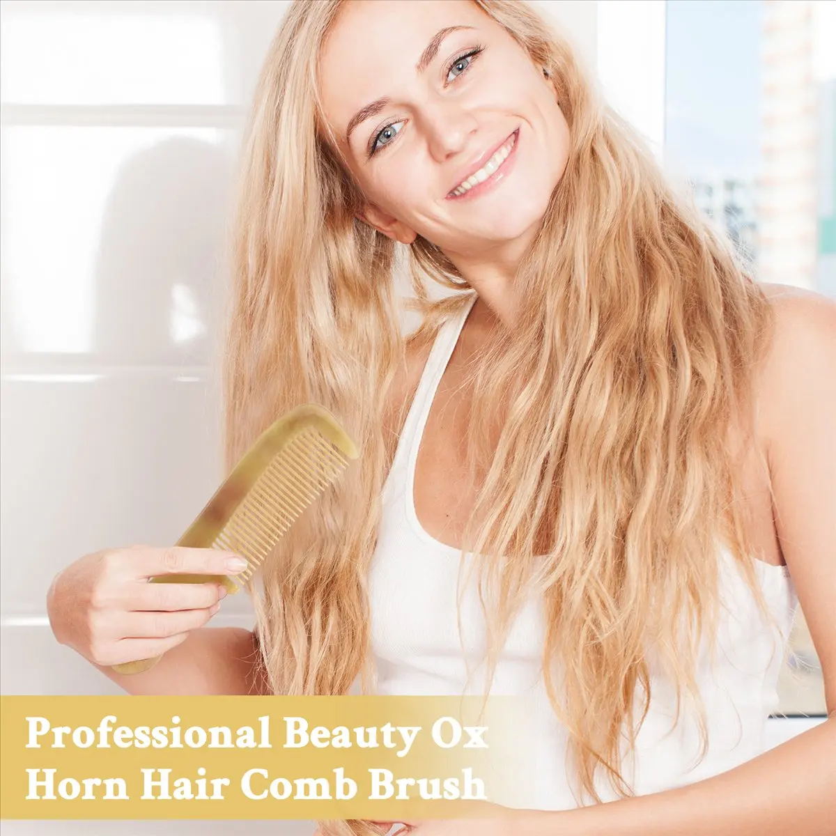 ●Professional Beauty Ox Horn Hair Comb Brush Spa Massage Salon-ABFB