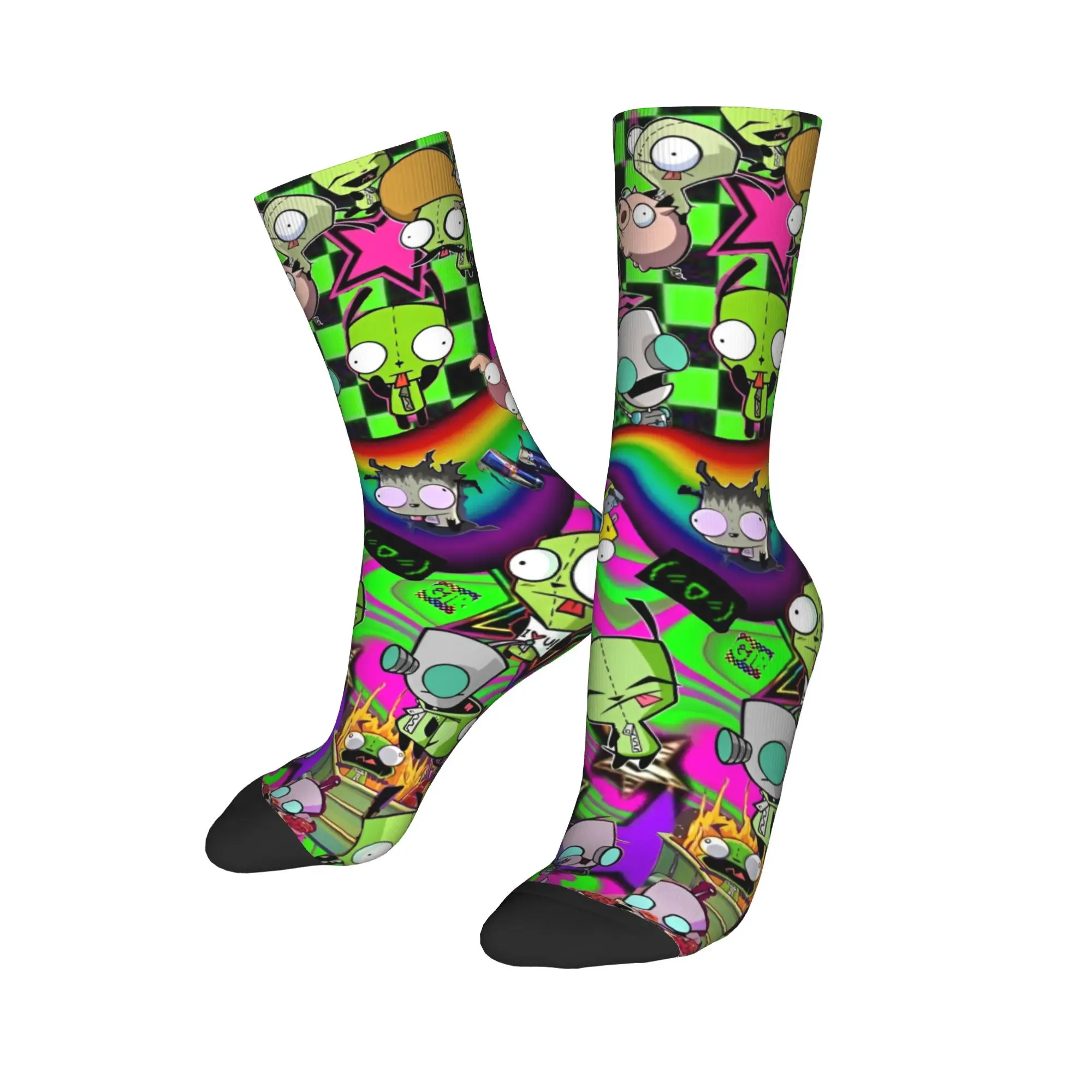Invader Cartoon Zim Gir Dib Green Dib Robot Socks Men's Women's Casual  Socks Harajuku Autumn Winter Middle Tube Socks Gift
