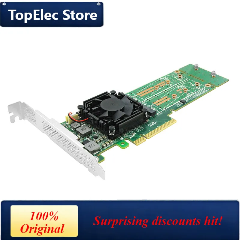 TopElec PCIe 3.0 X 8 to 2 Port M.2 NVMe SSD Adapter Card Support 22110mm M.2 SSD with Low Profile-LRNV9547LP-2I