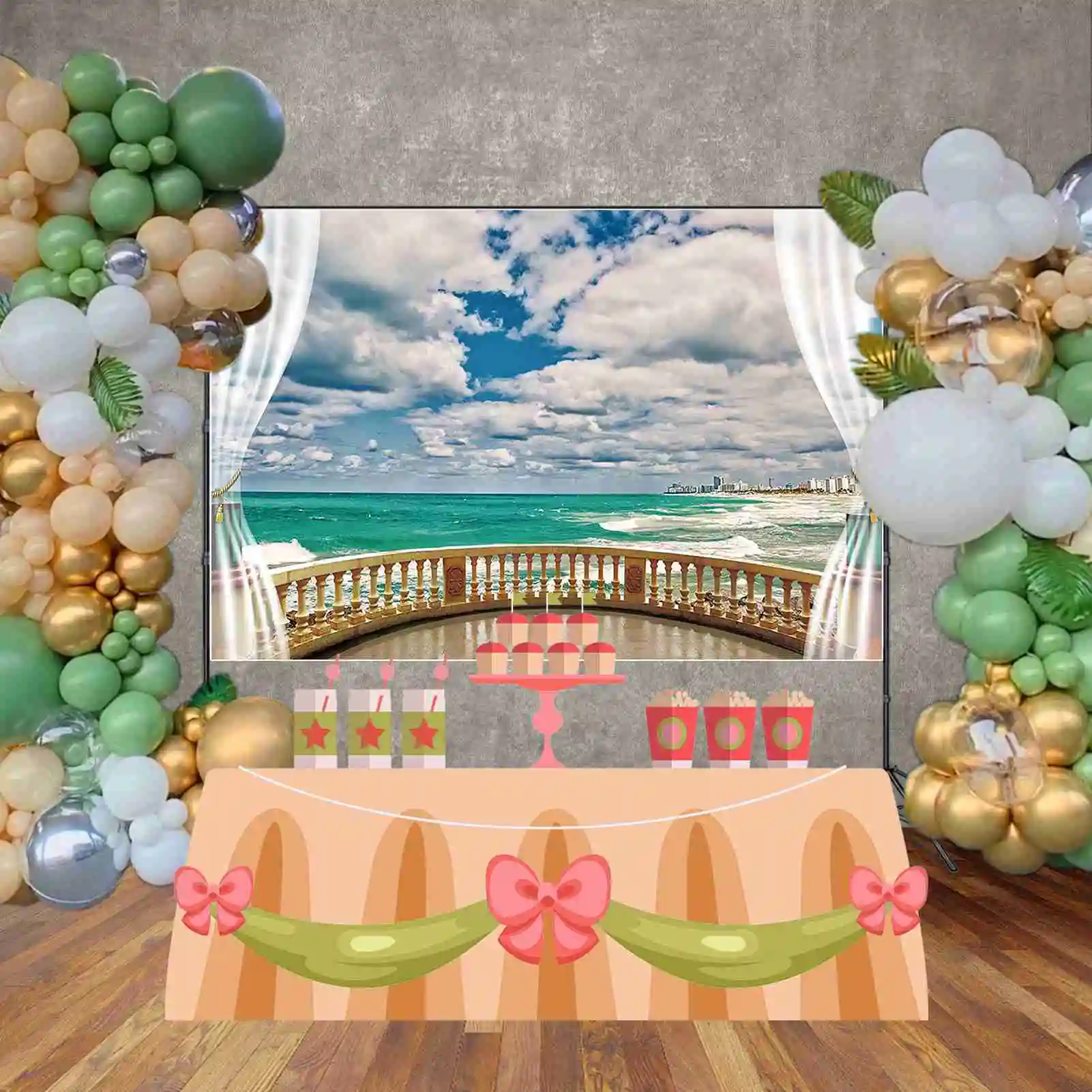 Mon.qg ฉากหลังอาคารชายหาดในฤดูร้อนฉากหลังวันหยุดของผู้ชายพื้นหลังทะเลสีฟ้าของตกแต่งปาร์ตี้ที่กำหนดเองอุปกรณ์ถ่ายภาพโซน