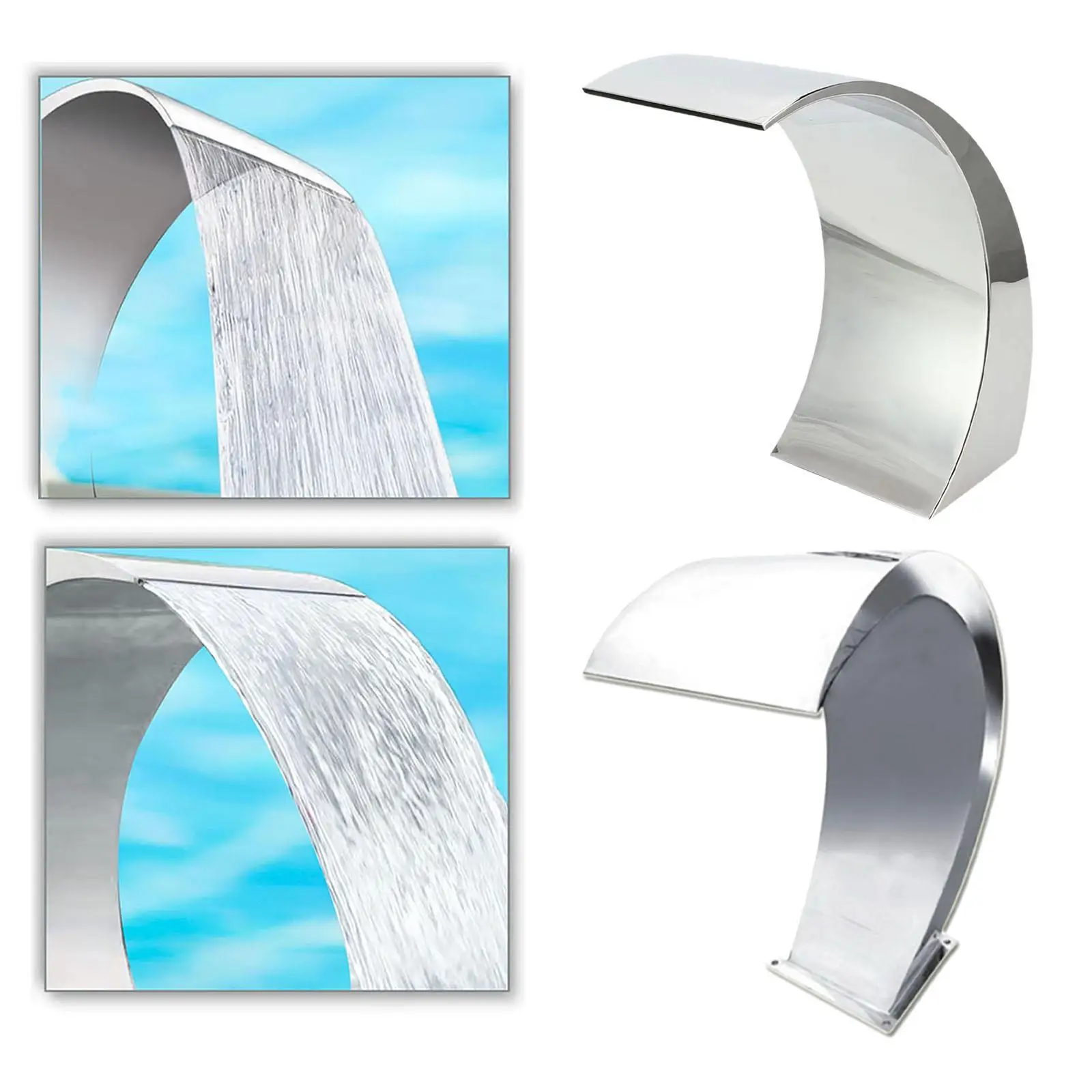 Swimming Pool Waterfall Fountain Waterfall Spillway,Water Feature Stainless Steel for Indoor