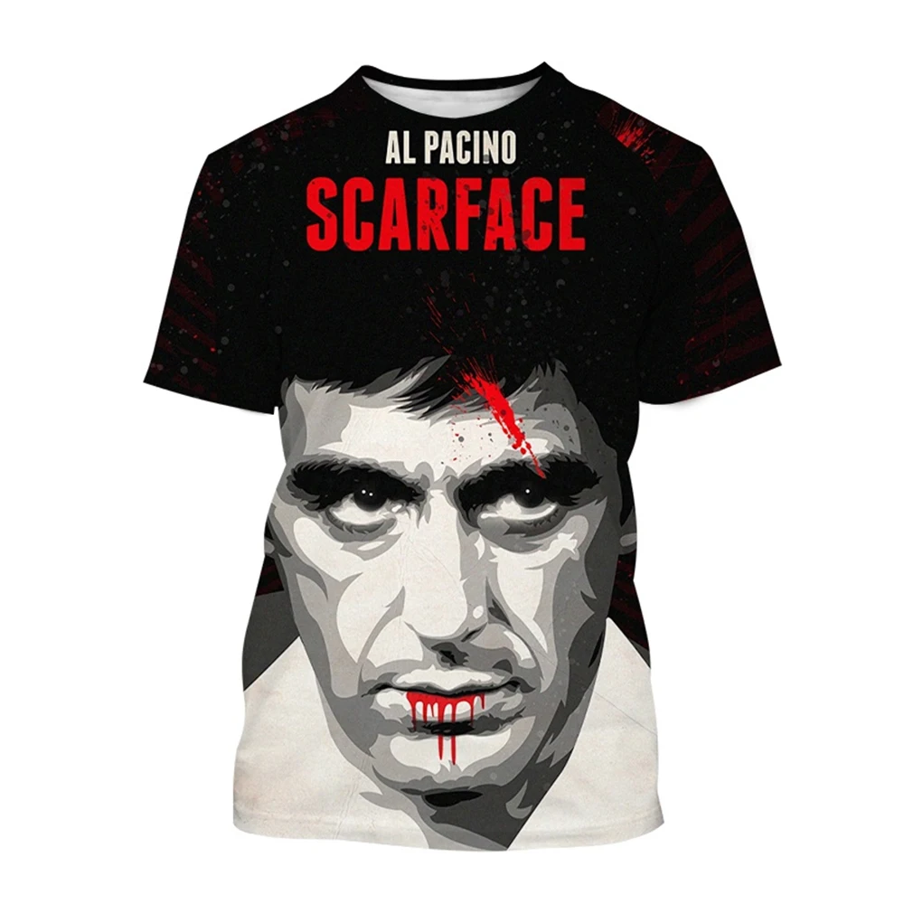 New Hot Selling Scarface Fashion T-Shirt Movie Scarface 3D Print Casual Cool Short Sleeve Tony Montana Print Harajuku Street T-S