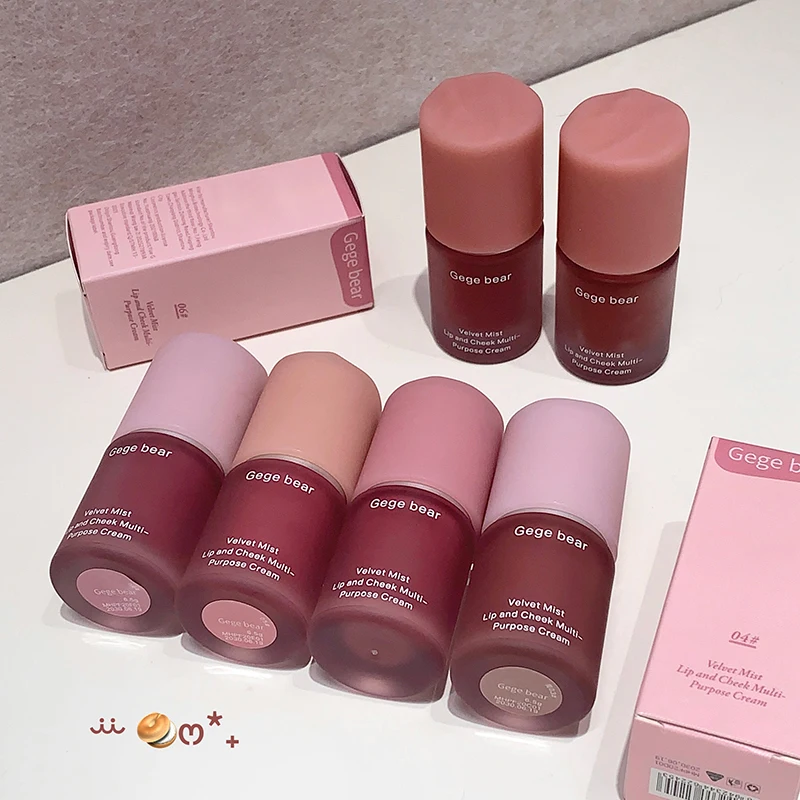 Gege Bear Smooth Multi-purpose Cream Expansion Color Cheek Blush Eye Shadow Not Easy to Fade Nude Matte Velvet Lip Glaze