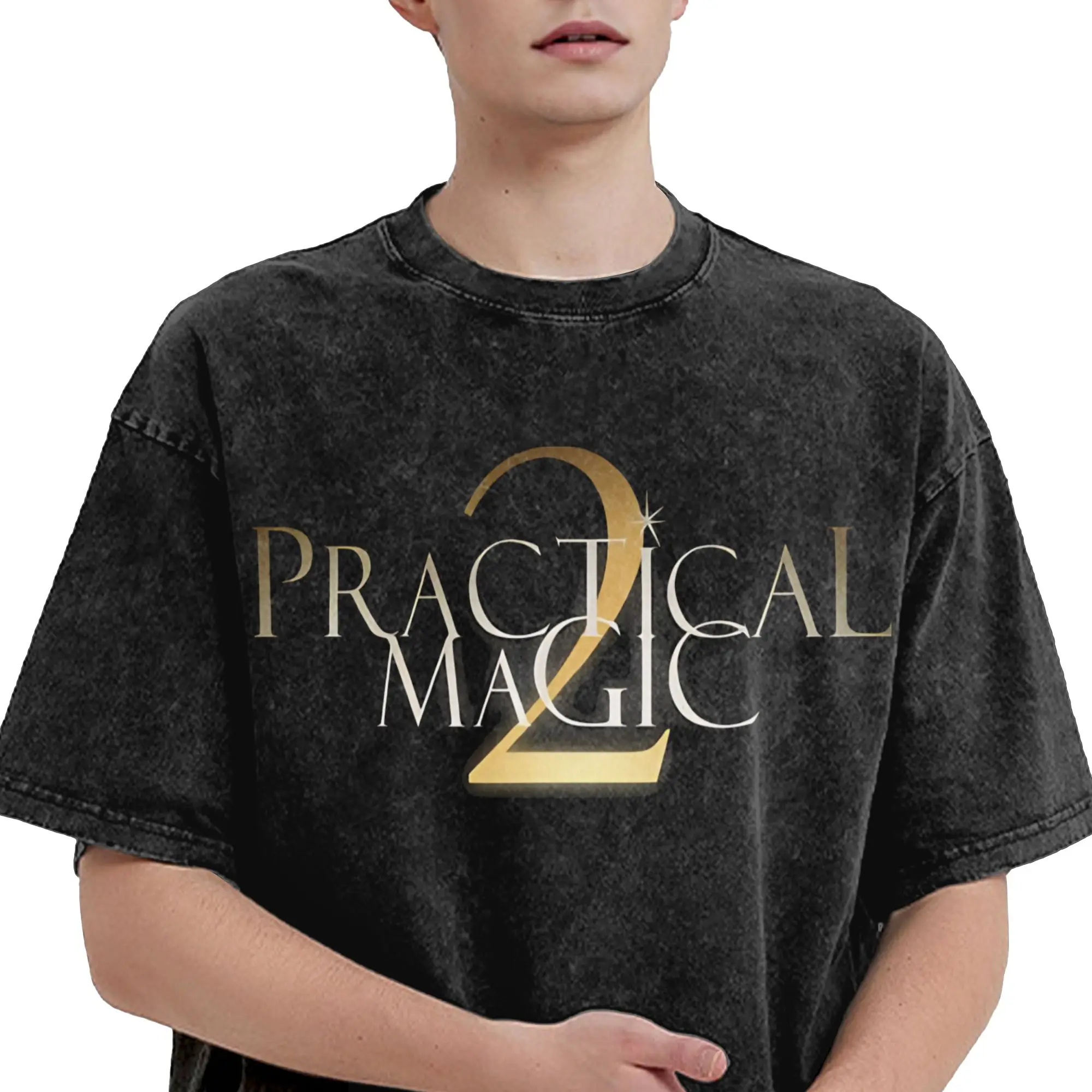 Practical Magic Witchcraft Wiccan Occult Moon Washed T Shirts Streetwear Hip Hop Novelty T-Shirts  Tees for Men Women Cotton
