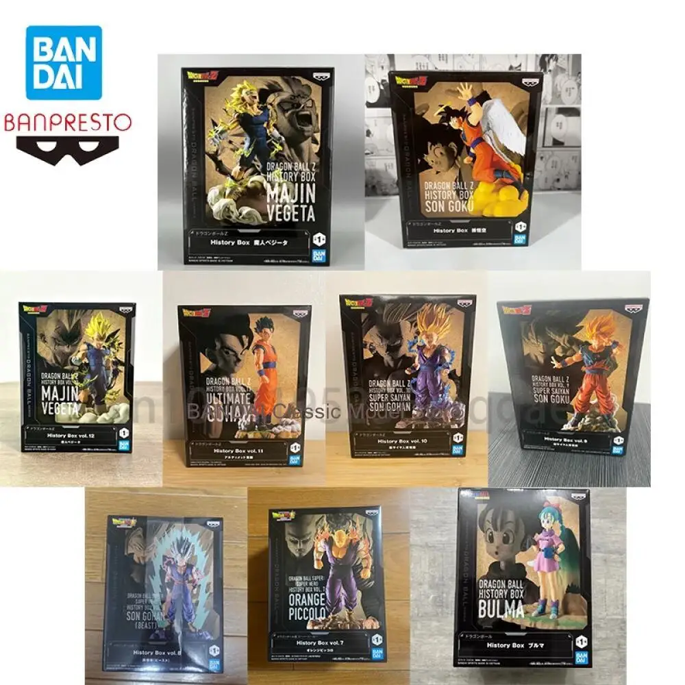 Original In stock Bandai Dragon Ball Gohan Son Goku Vegeta History Box Bulma Anime Action Figures Model Toy decorate Gift