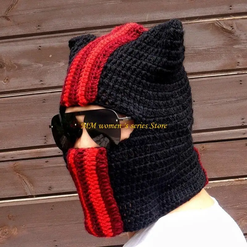 Q39C Warm Balaclava Hat for Adult Soft Hat Female Party Headwear Riding Hat Cold Weather Sport Hat