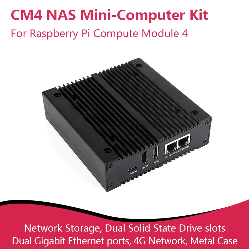 

CM4 NAS Multi-functional Mini-Computer Designed for Raspberry Pi Compute Module 4, Network Storage, Dual Solid State Drive Slots