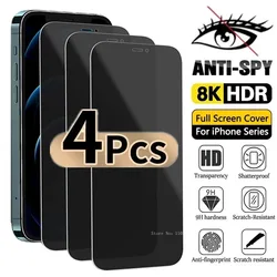4PCS Anti-Spy Glass For iPhone 16 15 14 13 12 11 PRO MAX Privacy Screen Protectors For iPhone XR XS Max  7 8 Plus Tempered Glass