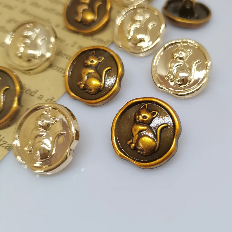 17.5/25MM Cute Vintage Cat Design Metal Buttons Of Clothing Wholesle Fashion Decor High Quality Button For Women Dress Sewing