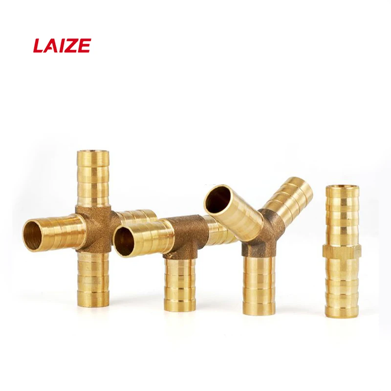 

LAIZE Brass Barb Fitting Straight Tee Cross 6mm 8mm 10mm 12mm 16mm 19mm