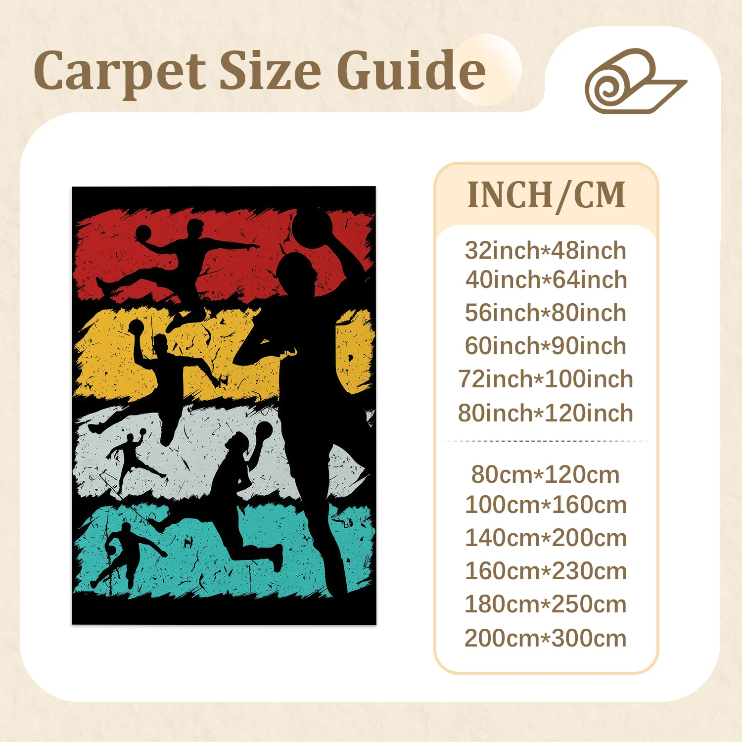 Large Indoor Area Rug Soft Velvet Low Pile, Non-Slip Dotted Backing & Machine Washable, Retro Grunge Sports Silhouette Pattern for Living Room Bedroom Entryway Floor Decor