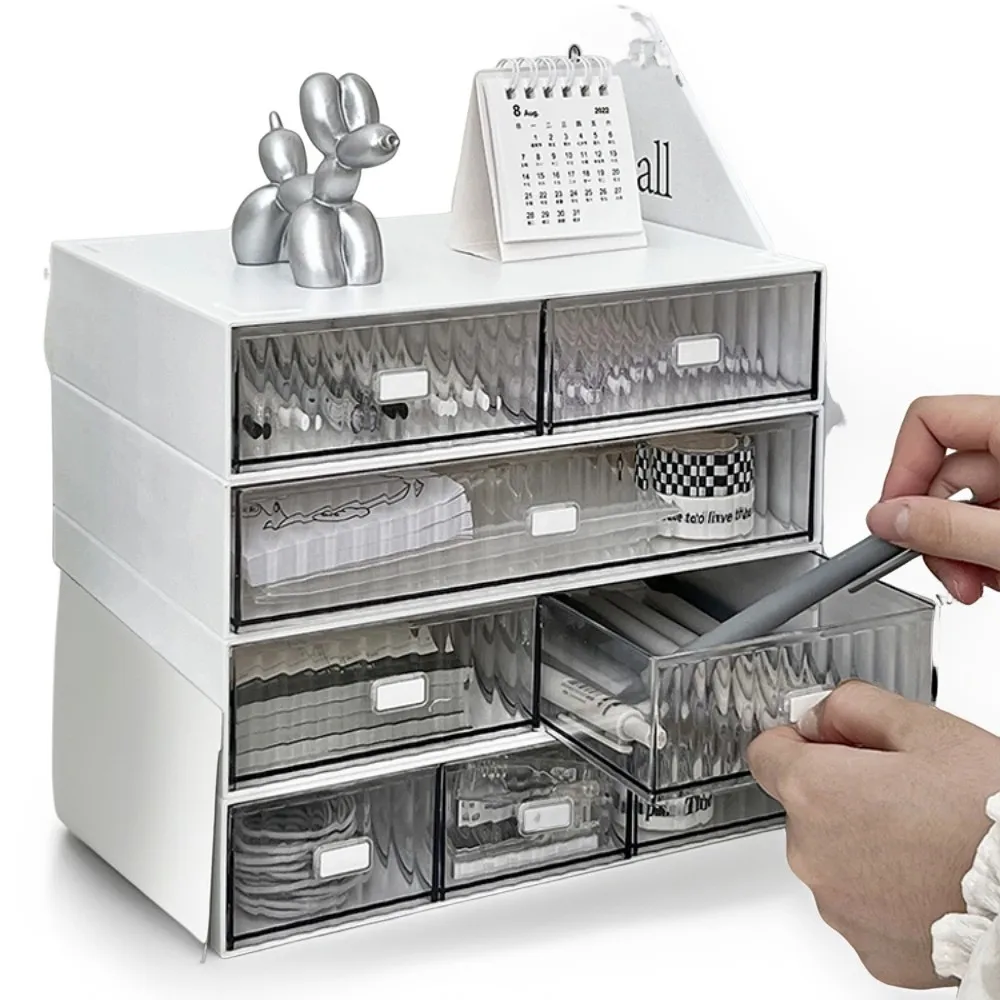 Ins Acrylic Pen Holder Storage Box Desktop Stationery Pen Box Office Transparent Large-capacity Drawer Makeup Organizer Cosmetic