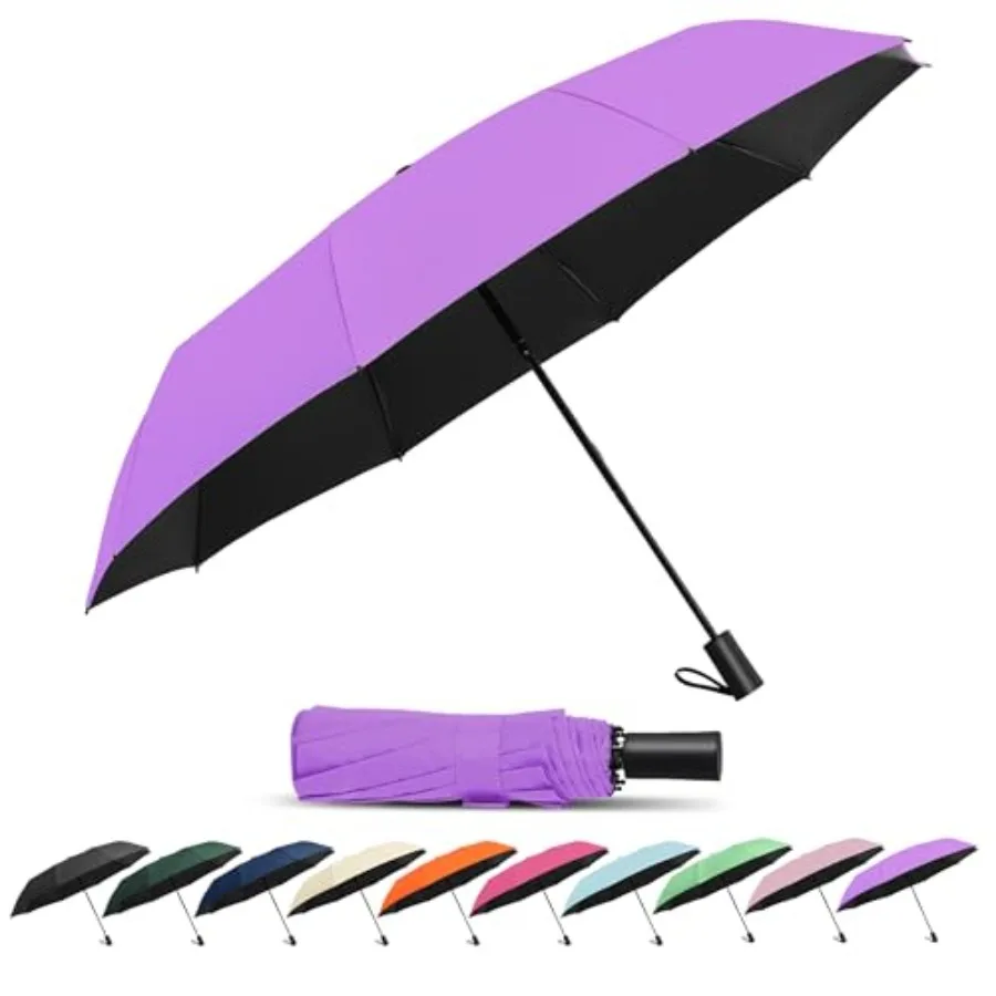 

SoulRain 46" Travel Sun and rain Umbrella, Lightweight Windproof Umbrella, Portable Lightweight Compact Parasol with 95% UV Pro