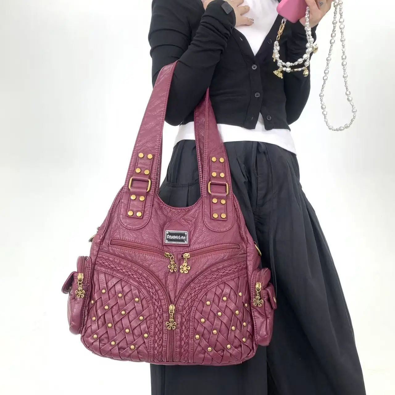 

Venn Angel Bag Women PU Shoulder Bag Casual Multiple Pockets Bag Fashion Hobo Messenger Shoulder Bag Satchel Large Tote Bag