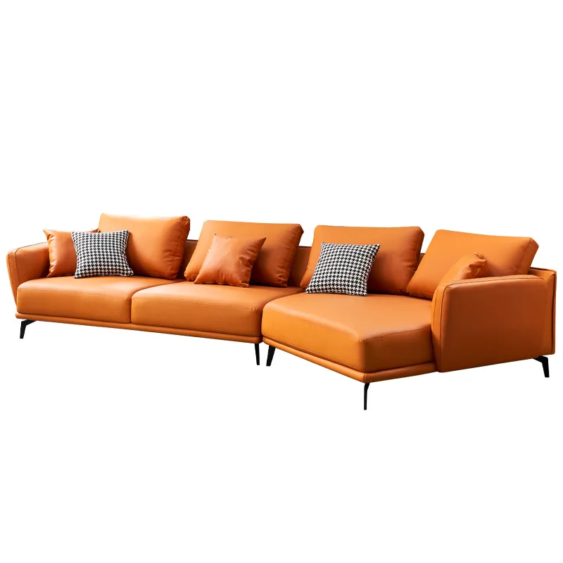 

Комплект кожаных диванов в итальянском стиле с возможностью индивидуальной настройки и ножками из нержавеющей стали для гостиной или лобби отеля