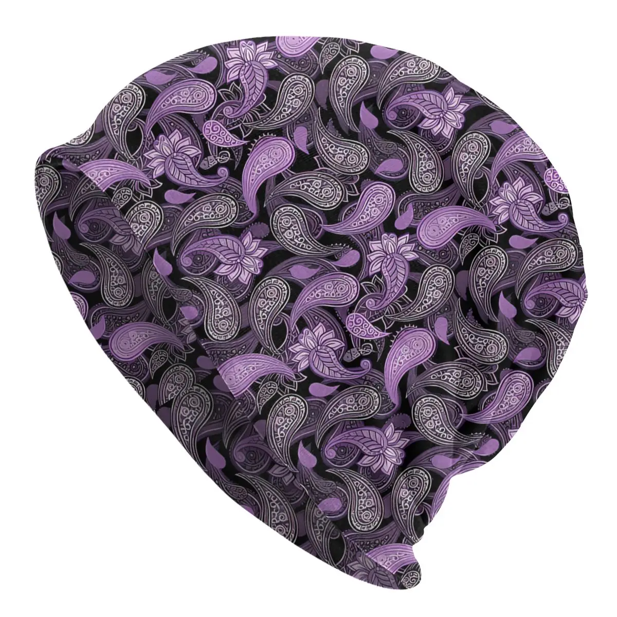 Purple Cute Paisley Babylon Water Drop Autumn Female Thin Beanies Double Used Outdoor Bonnet Hats