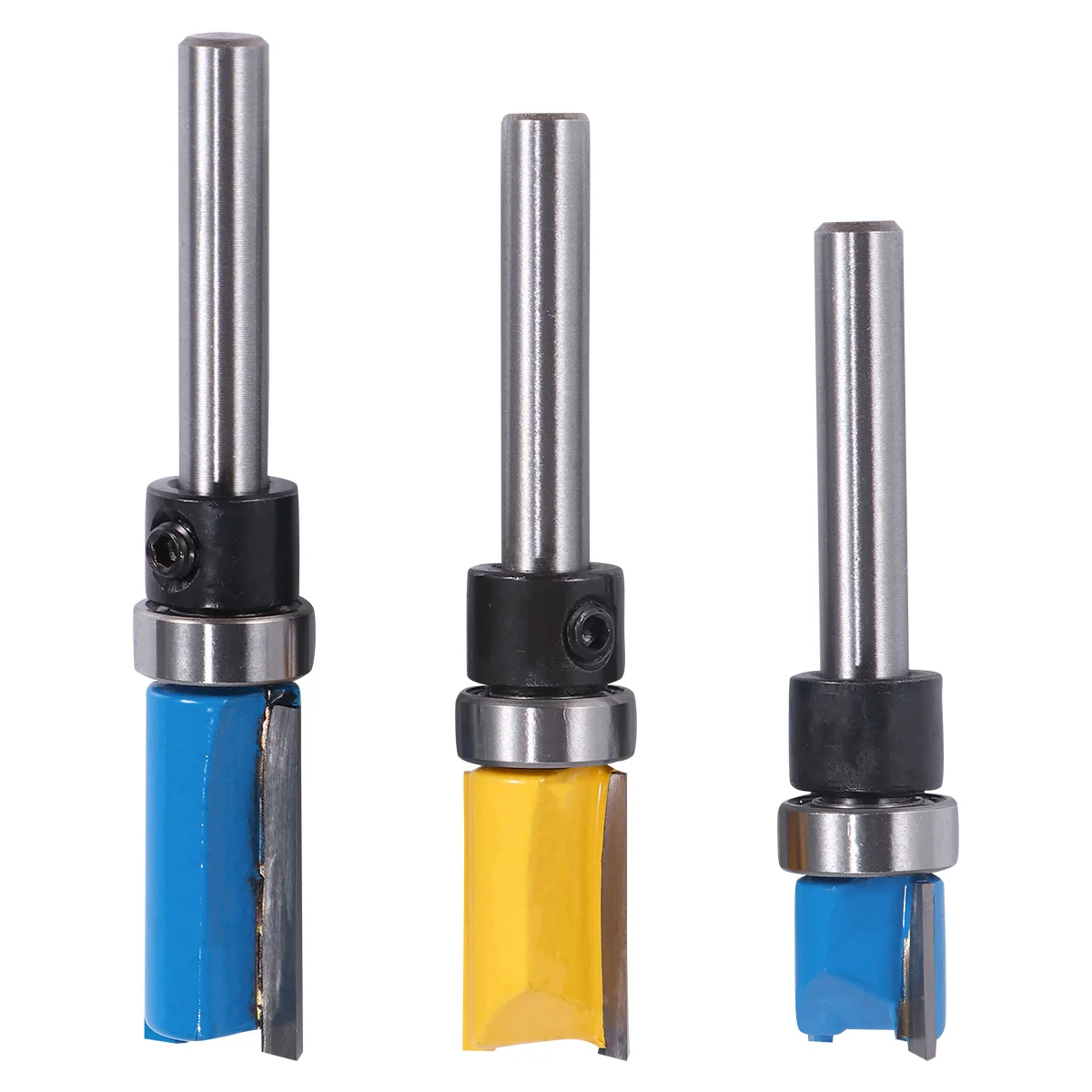 ชุดดอกเราเตอร์ตัดแต่งขอบ 3 ชิ้น ขนาด 1/4 นิ้ว สำหรับงานกัดไม้ เครื่องมือช่างไม้ ตัดเรียบ ทนทาน แข็งแรง เคลือบผิวอย่างดี