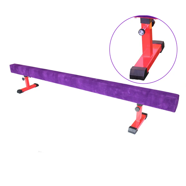 CE Approved Oval Shape 12FT Height Adjustable Gymnastic Balance Beam For Kids in Suede Cover