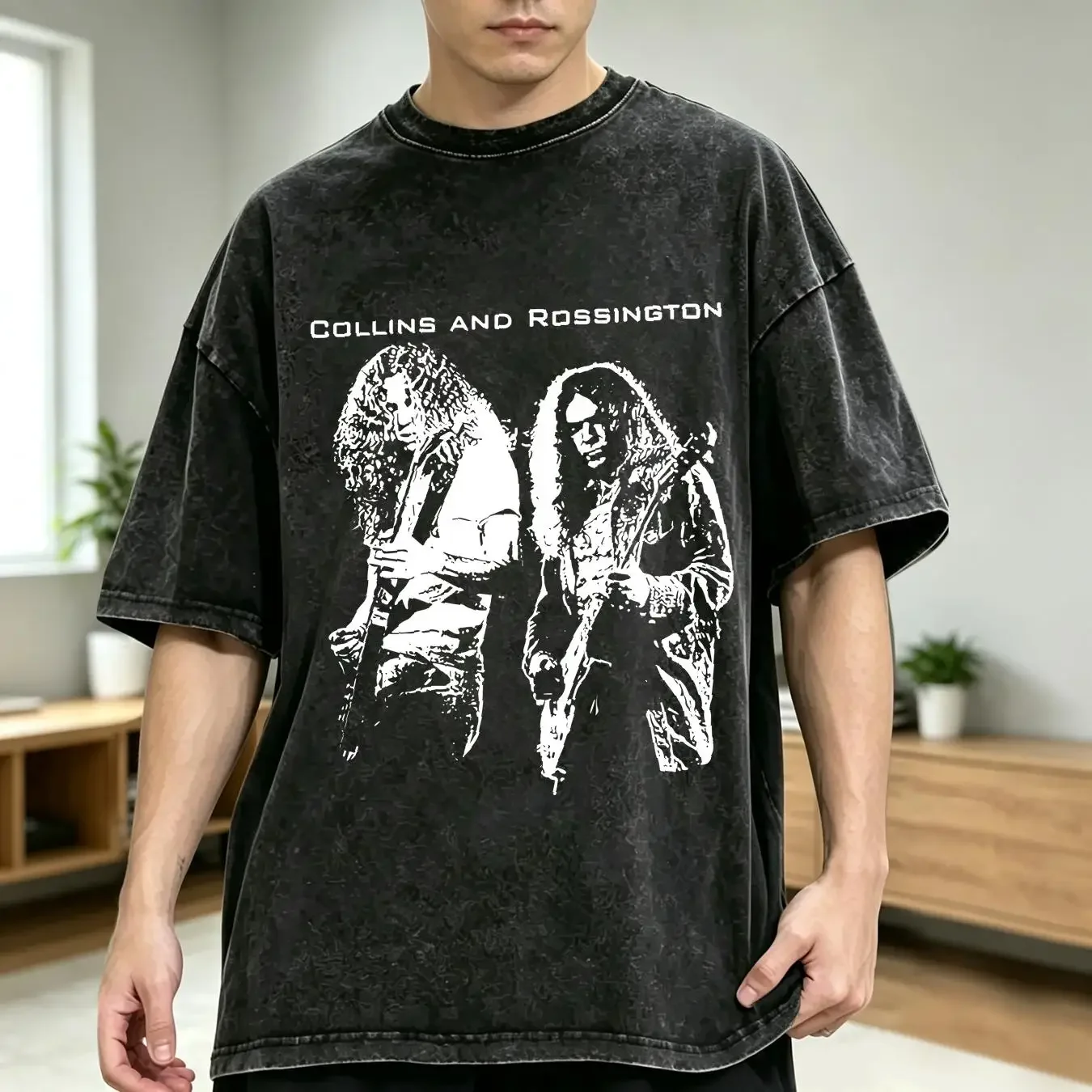 washed T Shirt New Gary Rossington Allen Collins Rocker Family S 5XL WS2550 long sleeves vintage Washed homme Comfortable Soft