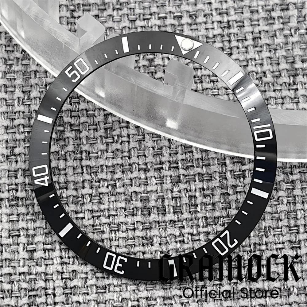 Gramock جودة عالية 35.4 مللي متر * 29 مللي متر أسود/أزرق/أخضر السيراميك المنحدر ساعة الحافة إدراج صالح 38 مللي متر الفرعية ساعة