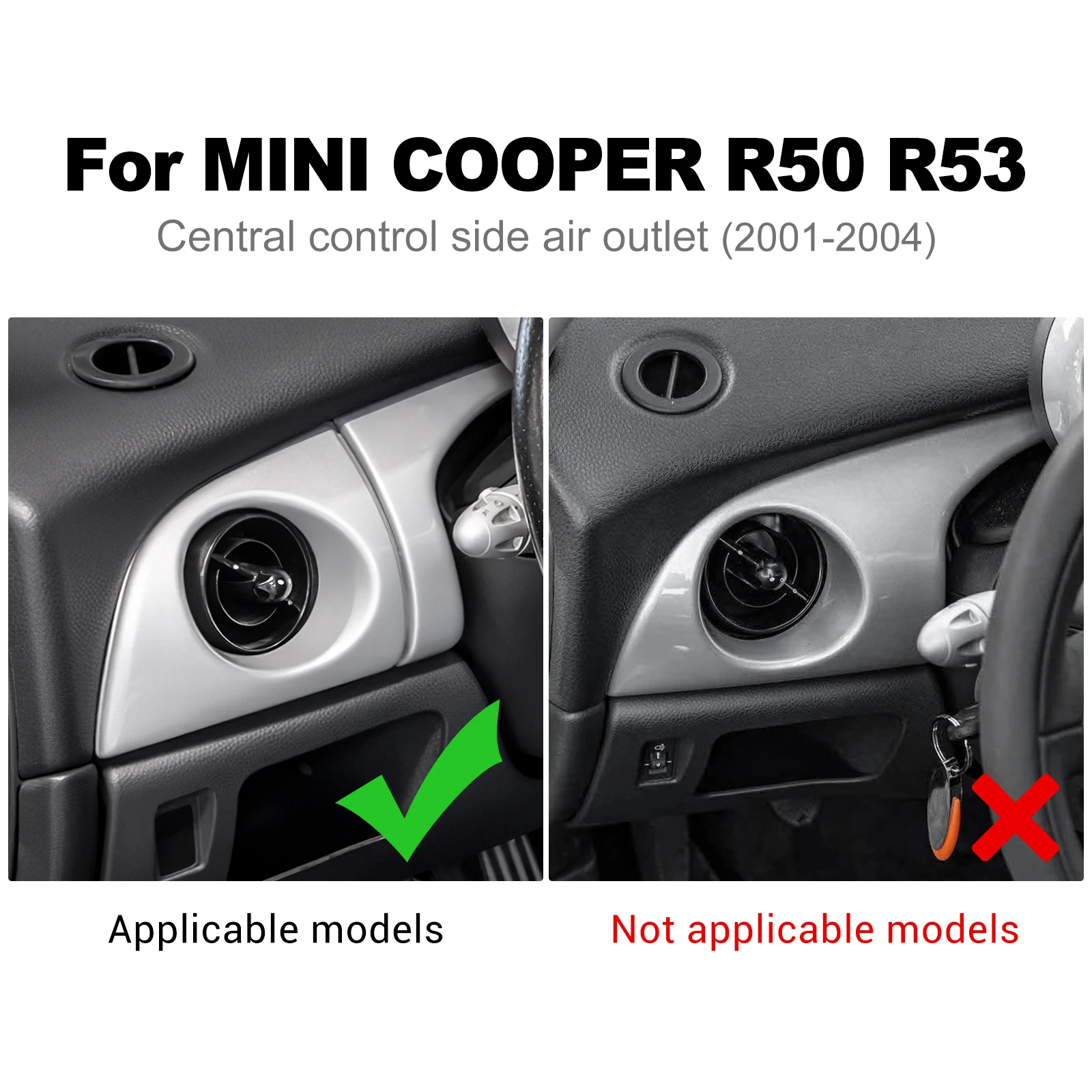 For Mini Cooper Hatch R50 R53 2001 2002-2004 Car Dashboard Console Side Air Outlet Cover Trim Soft Carbon Fiber Interior Sticker