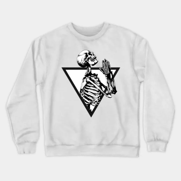 

Autumn and Winter Style Mysterious Dark - Aesthetic Praying Skeleton in Triangle Graphic Cotton Crew Neck Sweatshirt