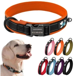Adjustable Mesh Padded Pet Dog Collar Custom ID Engraving Reflective Nylon Dog Collar Durable Heavy Duty for all breed all Pug