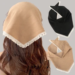 Solid Color Hair Bandana Head Kerchief Women Bandana Hair Scarf Triangled Headwrap Ladies Retro Headband Hair Accessories