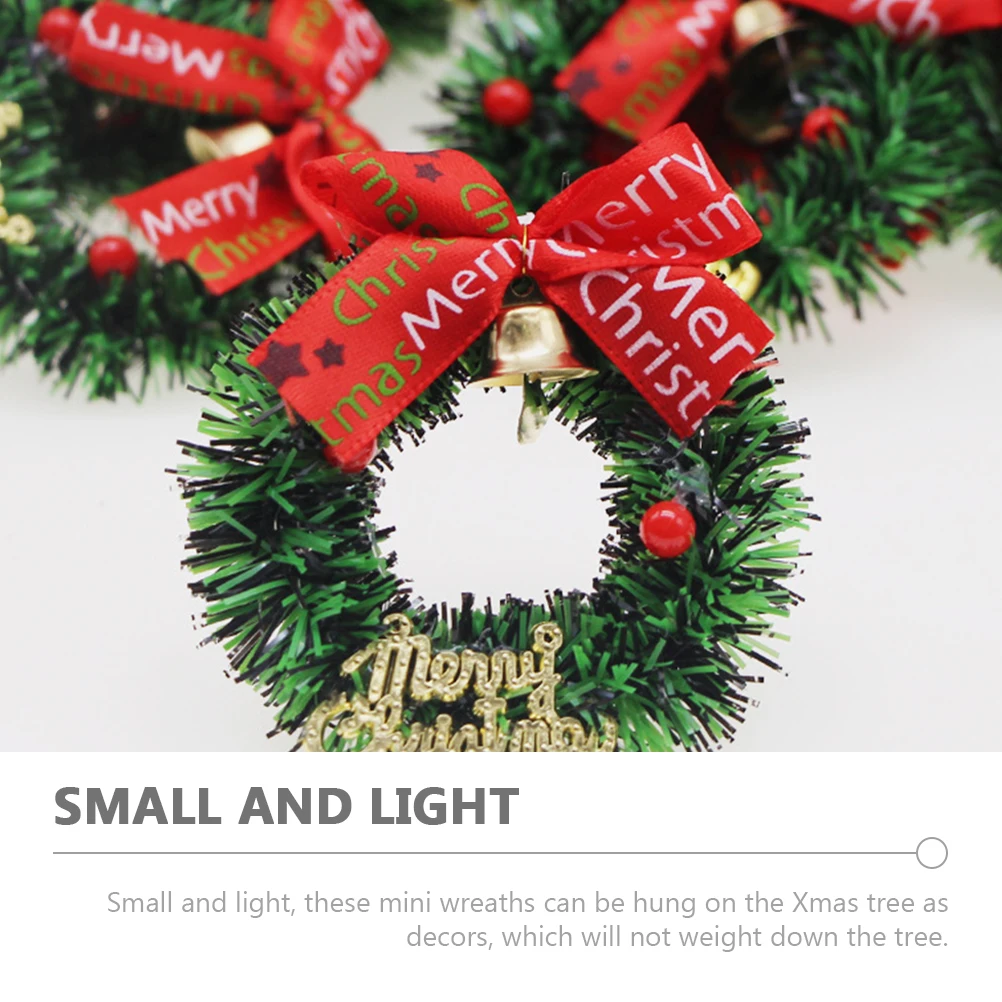 

10pcs Mini Christmas Wreath Decorations for Tree Window Gifts Craft Artificial Xmas Holiday Season Winter Festive DIY Ornament