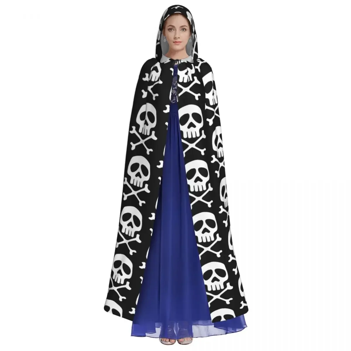 Captain Harlock Skull Hooded Cloak Halloween Party Cosplay Woman Men Adult Long Witchcraft Robe Hood