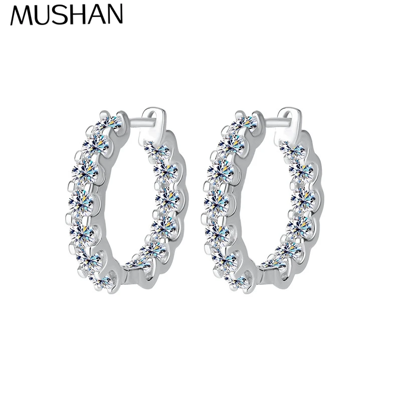 

MuShan Luxury Jewelry 925 Sterling Silver Earrings Moissanite Diamond Dangle Wedding Ladies Real Gold Plated MST Patent Earring