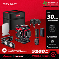YEVOLT YVGLL4XS12T 3D 360°12-Line Rotary Laser Level ProGrade Self-Leveling Floor Layout​ Ultra-Precise 30m Woring Range