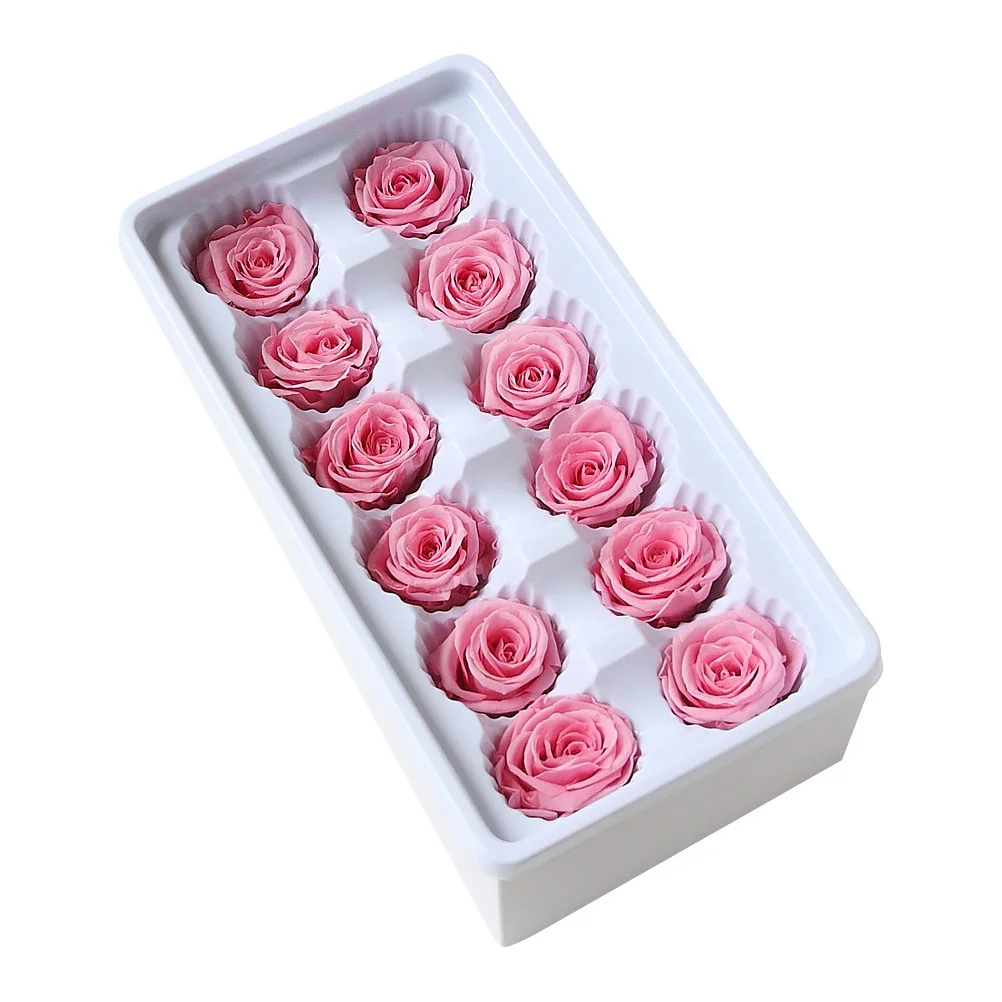 12 pçs/caixa flor preservada rosa rosa para sempre caixas de rosas casamento presente imortal noiva