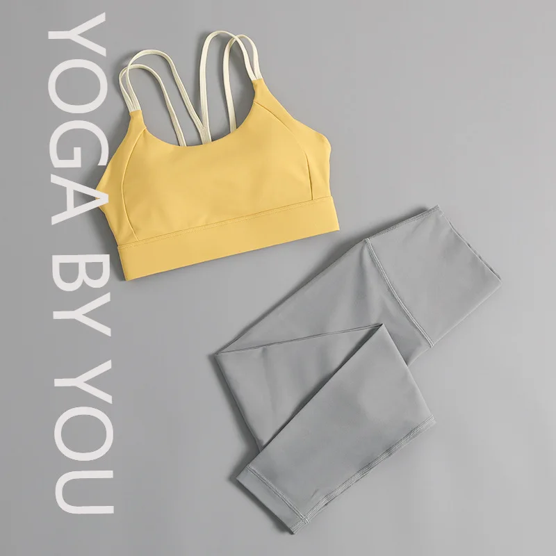 

Beautiful back sports underwear women's shock-proof and anti-sagging shoulder straps sexy all-in-one fixed chest pad fitness bra