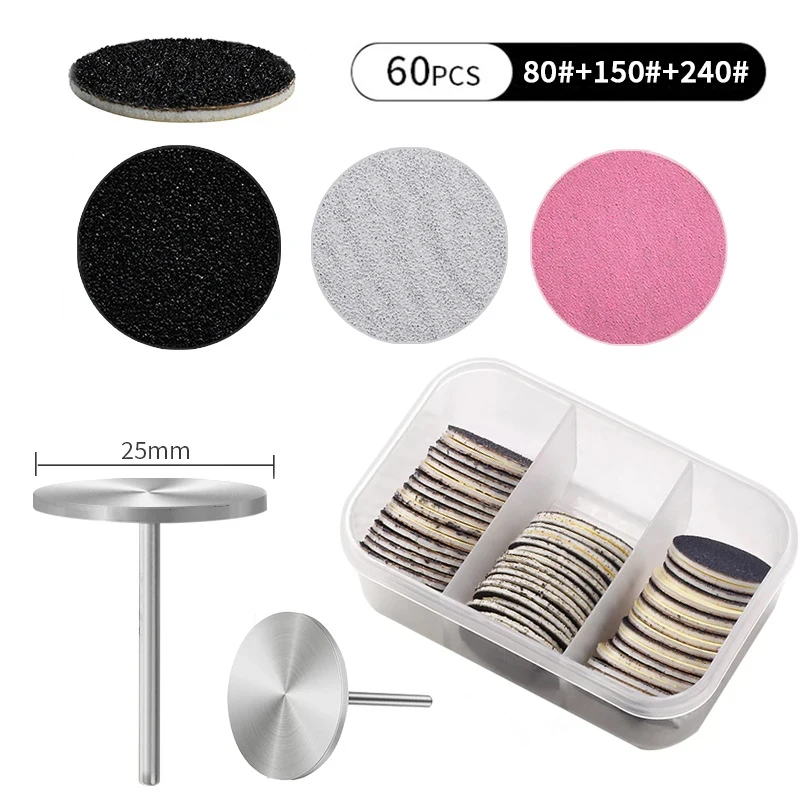 15/20/25MM Foot Cuticle Calluses Removal Replaceable Sanding Paper with Pedicure Disk Pads Kit Dead Skin Cleaner Foot Rasp Files