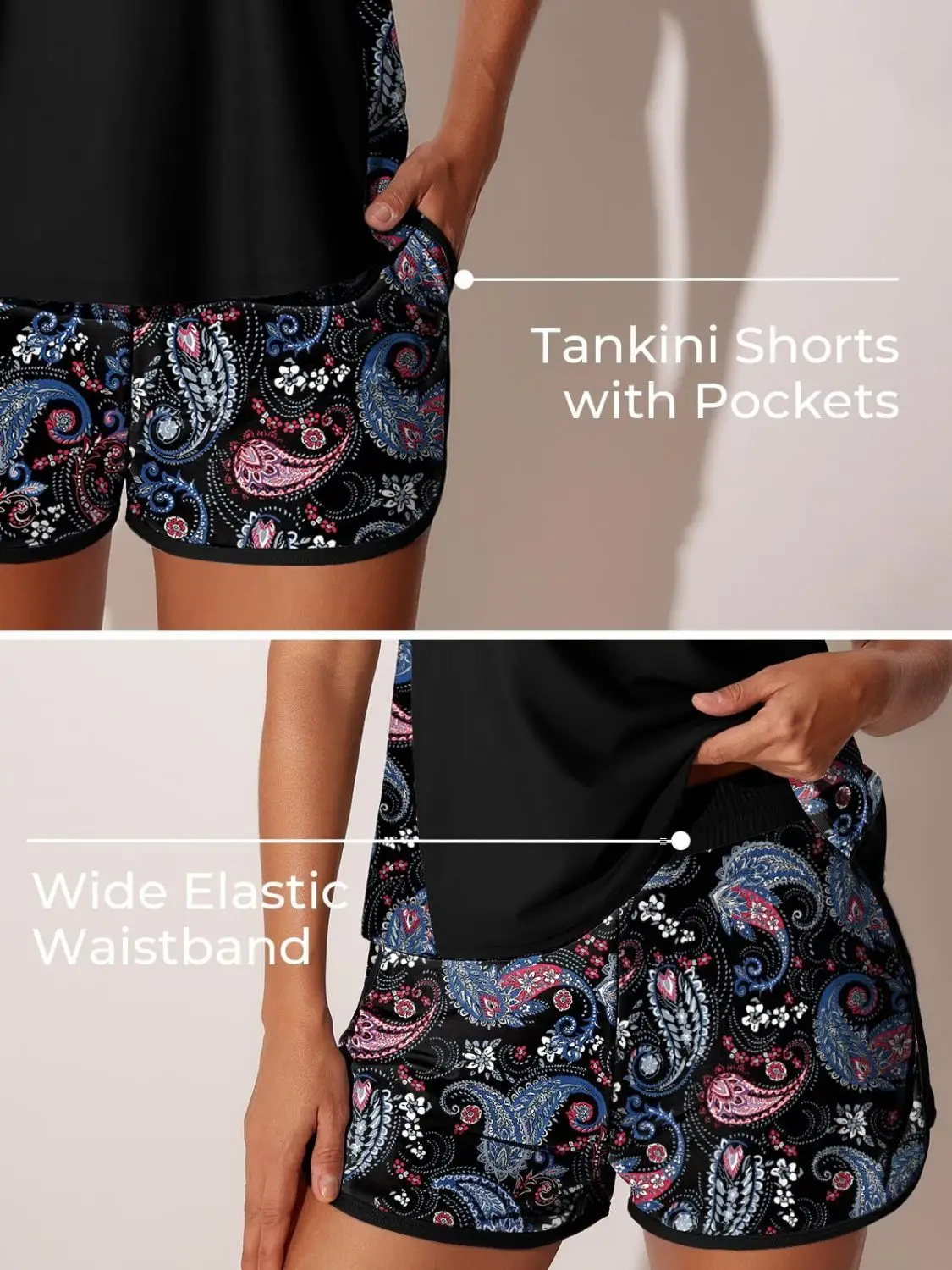 Nuevo Traje de Baño de Dos Piezas Estilo Chaleco Estampado, Efecto Adelgazante y Sexy para Mujer, Uso Térmico, Fondo Plano co...
