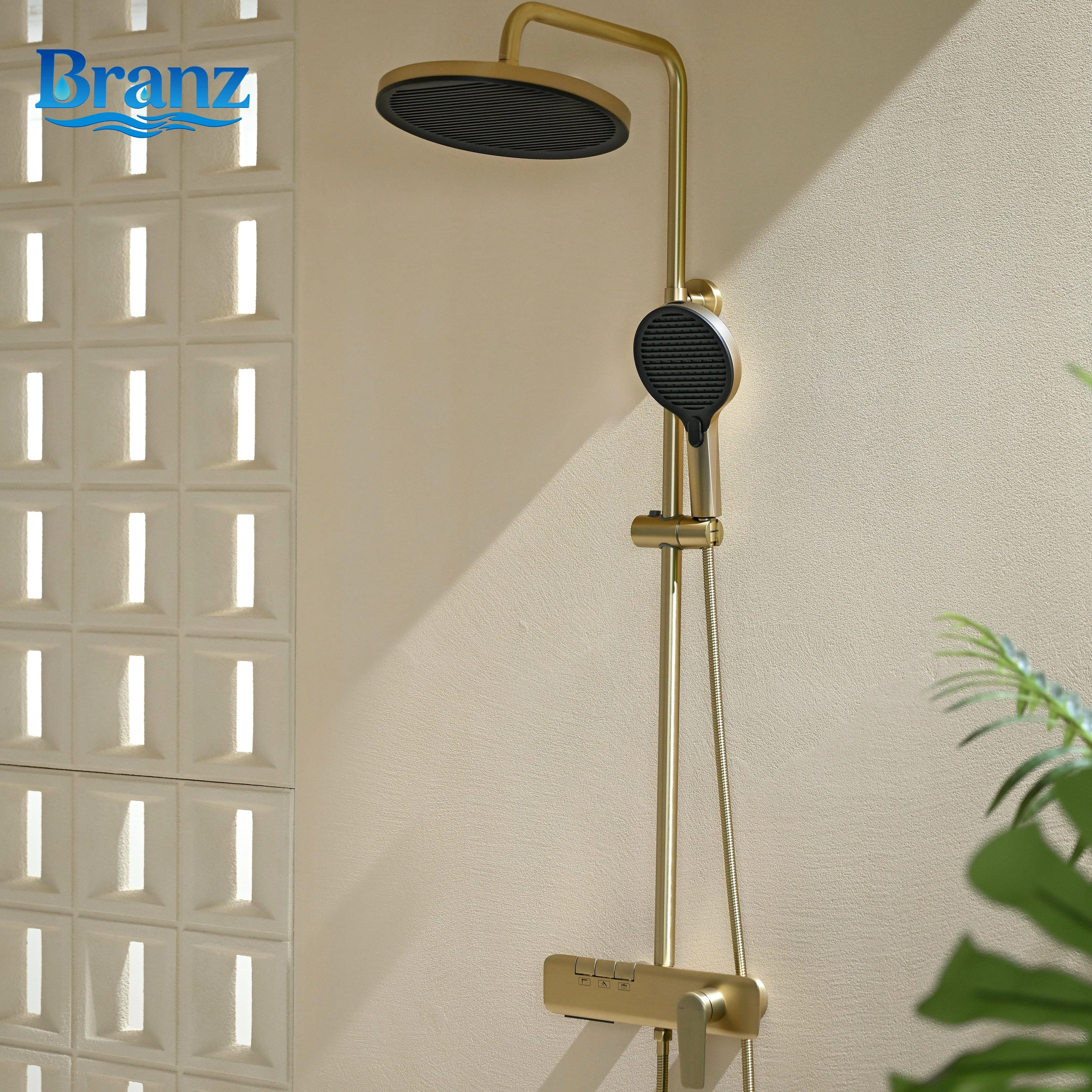 Luxury Chrome Anti-Fingerprint Brass 3-Function Pressurized Wall-Mounted Rainfall Shower Set Massage Dual Handle Slide Bar Hotel