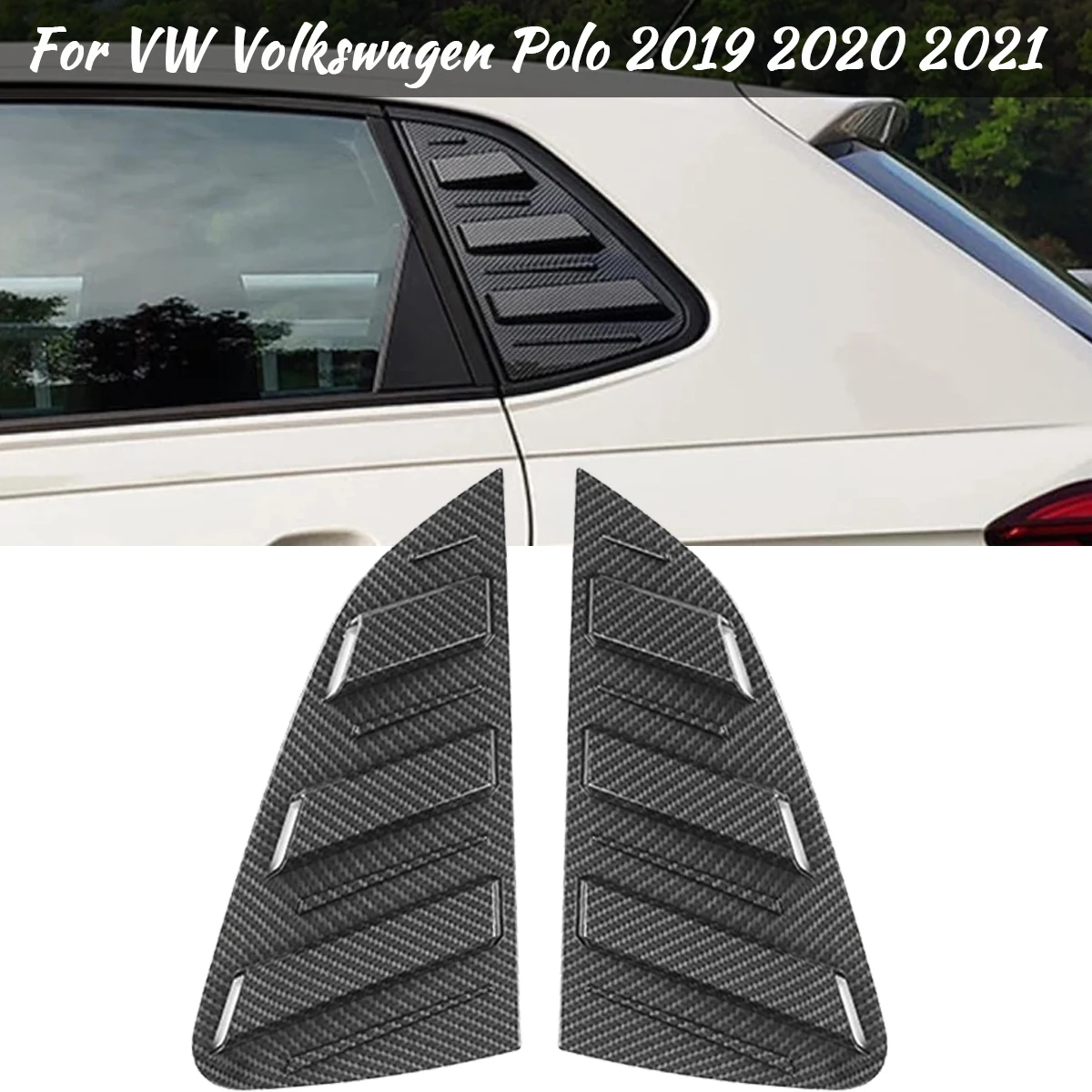 

2pcs/set For Volkswagen VW POLO 2019 2020 2021 Car Rear Window Shutter Cover Trim Window Louver Side Vent Trim Accessories