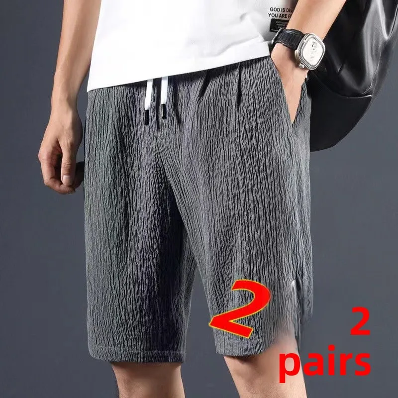 

Мужские летние тонкие брюки из льна и шелка, длина до колена, повседневные спортивные брюки, прямой крой, молодежный стиль
