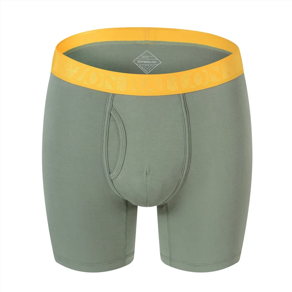 Jinshi Men's Boxer Briefs Bamboo Soft Classic Breathable No Ride Up Open Fly Boxers Underwear