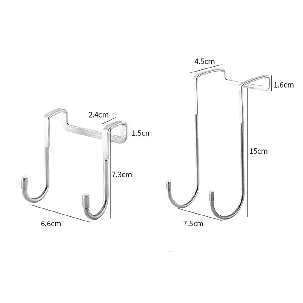 1/2PCS Stainless Steel Double S-shaped Hook Without Punching Door Back Hook Multi-functional Kitchen Bathroom Door Back S Hook