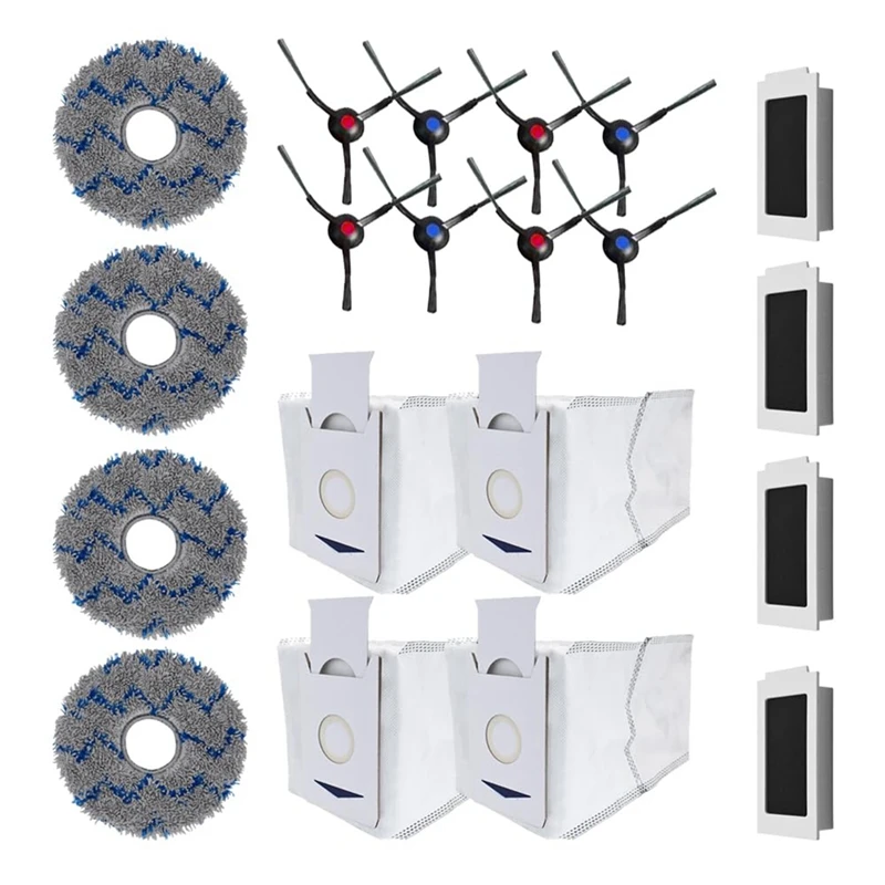 قطع غيار مكنسة كهربائية روبوت ، فلتر Hepa ، فرش جانبية ، وسادات مسح ، Ecovacs T30 Pro ، Omni ، T30 PRO MAX