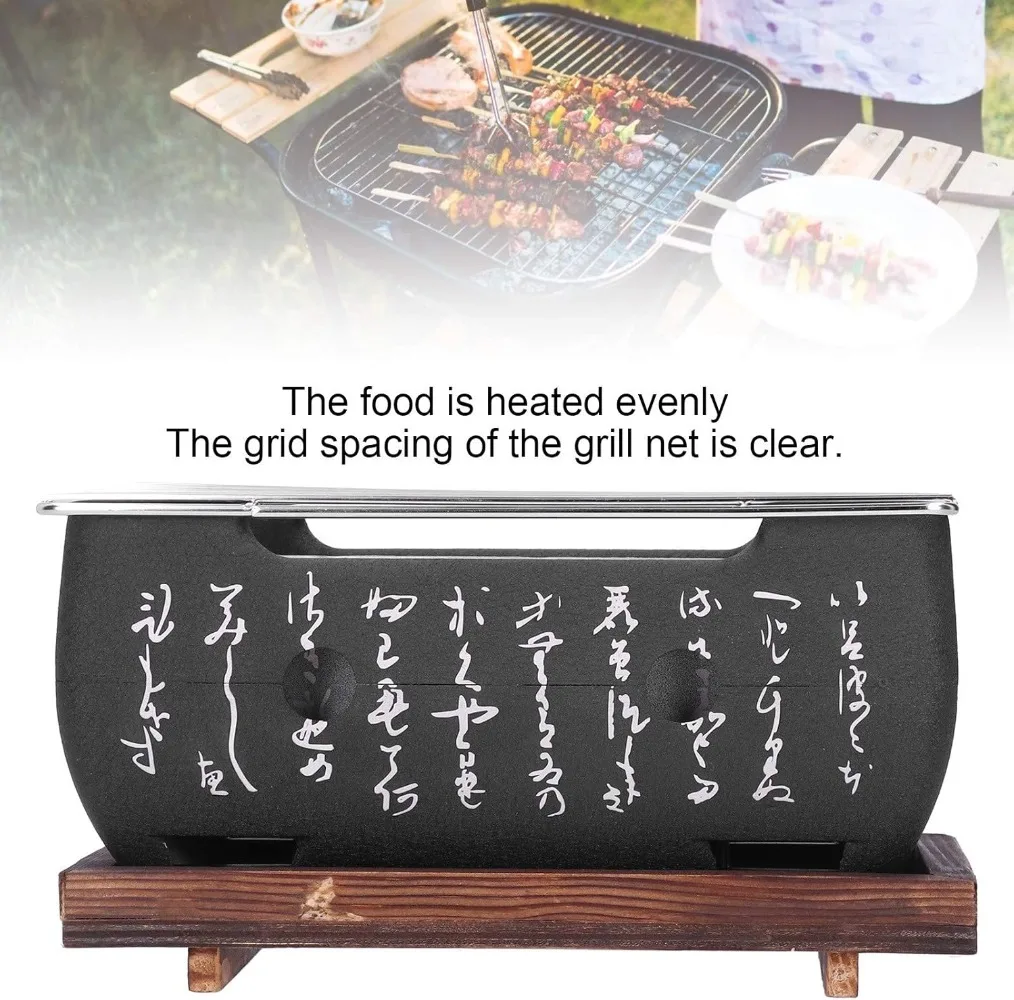 Charcoal BBQ Grill,Portable Japanese BBQ Tabletop Barbecue Grill Tools,Lightweight Retro Barbecue Stove Oven