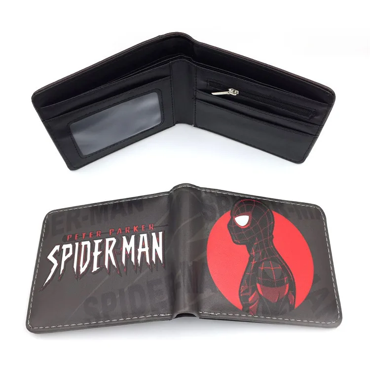 Cartera plegable de Marvel para hombre y mujer, tarjetero con Clip para tarjetas de identificación, regalo de Cosplay de dibujos animados