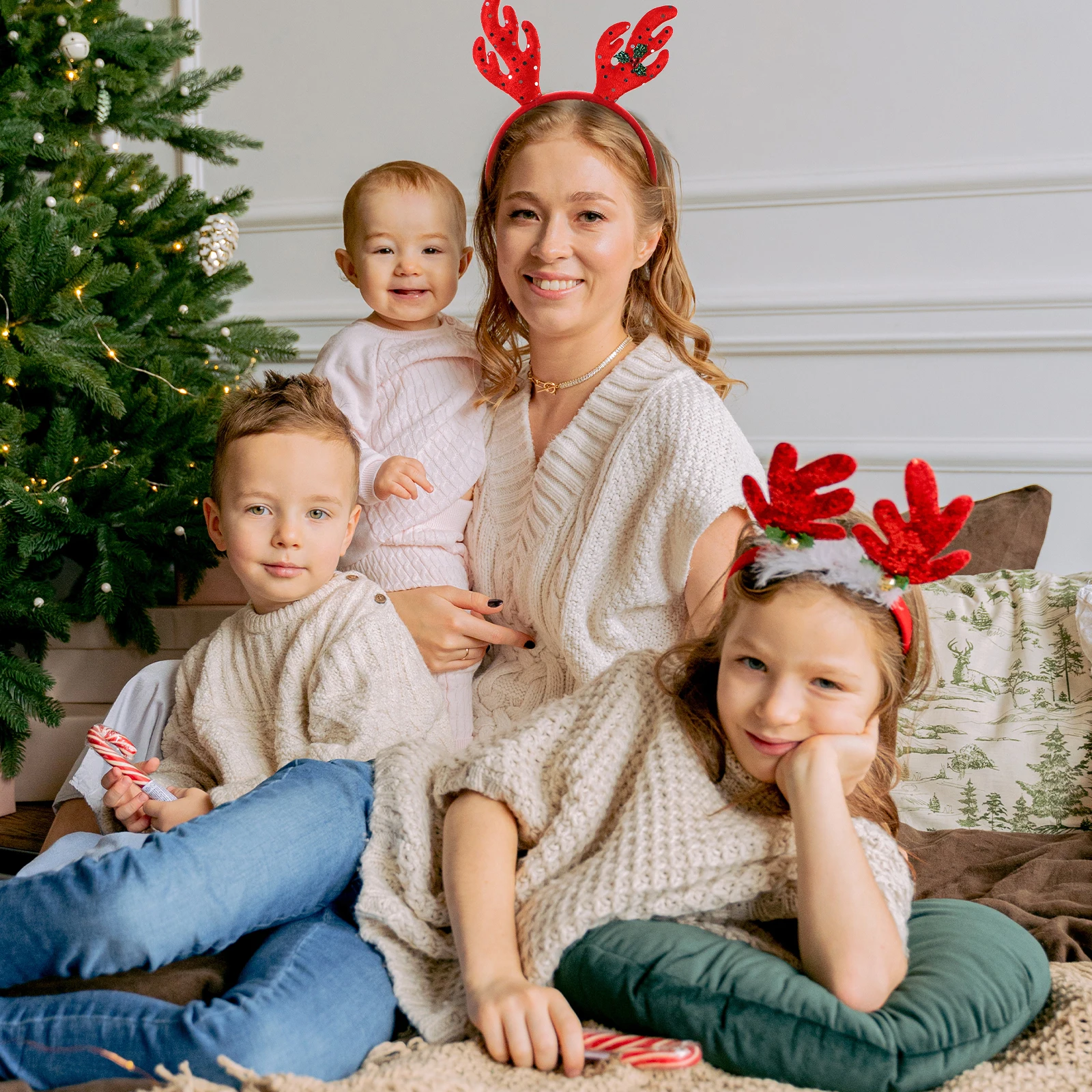 

12 шт., повязка на голову, рождественский декор для волос, вечерние головные уборы, рождественский реквизит, обручи Санта-Клауса, смоляные гибкие аксессуары для взрослых и детей